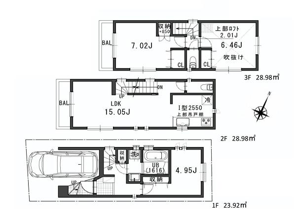 Floor plan. 41,300,000 yen, 3LDK, Land area 88.41 sq m , Building area 88.41 sq m Floor