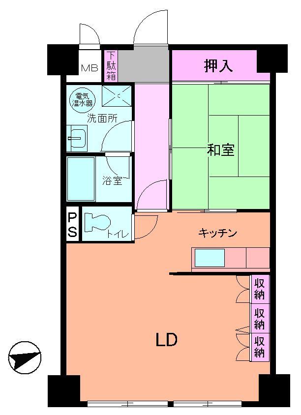Floor plan. 1LDK, Price 16.5 million yen, Occupied area 53.76 sq m , Balcony area 6.1 sq m Floor
