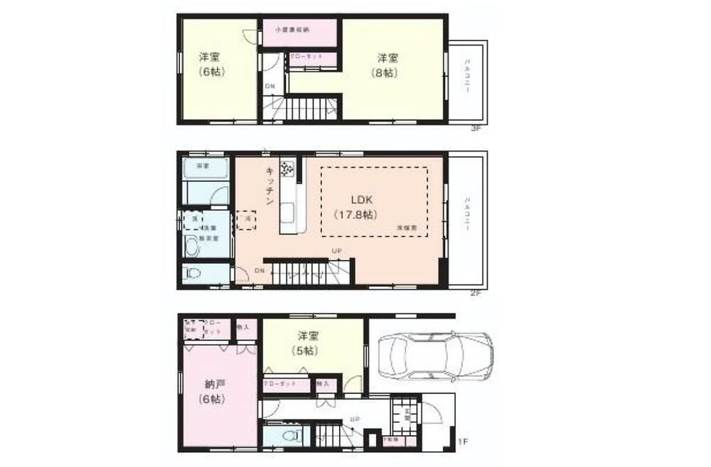 Floor plan. Price 45,800,000 yen, 3LDK+S, Land area 73.2 sq m , Building area 117.57 sq m