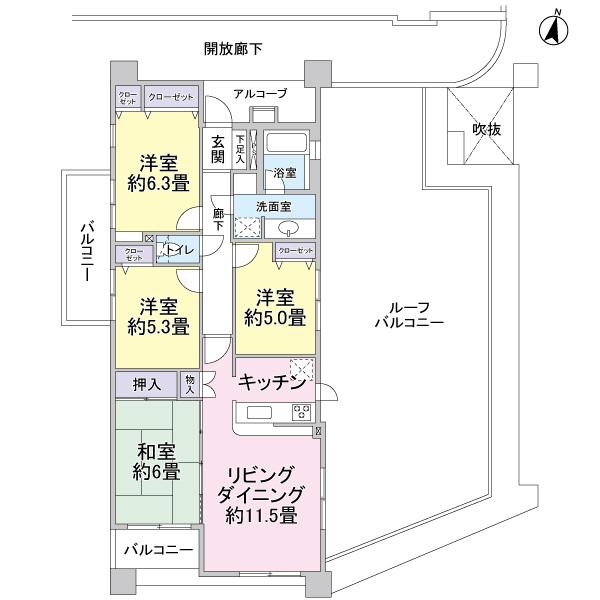 Floor plan. 4LDK, Price 51,800,000 yen, Occupied area 83.92 sq m , Balcony area 10.79 sq m 4LDK type Roof Terrace Yes