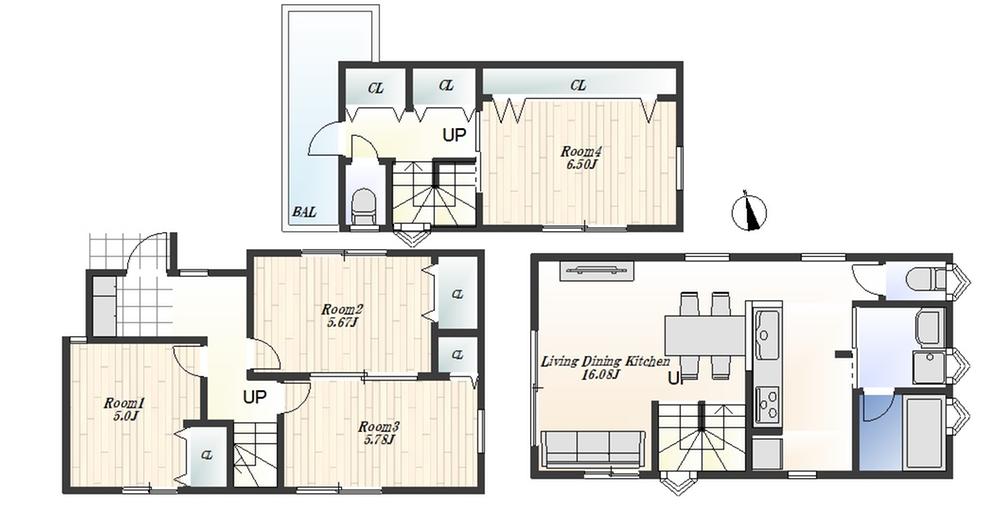 Floor plan. (C Building), Price 48,800,000 yen, 3LDK+S, Land area 69.83 sq m , Building area 96.58 sq m