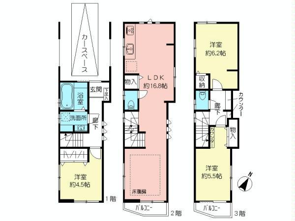 Floor plan. 37,800,000 yen, 3LDK, Land area 55.07 sq m , Building area 90.75 sq m