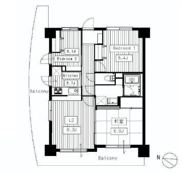 Floor plan. 3LDK, Price 32,800,000 yen, Occupied area 61.38 sq m , Balcony area 27.85 sq m