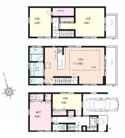Floor plan. 45,800,000 yen, 4LDK, Land area 73.2 sq m , Building area 117.57 sq m