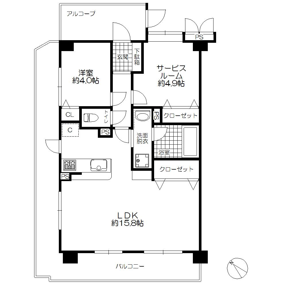 Floor plan. 1LDK + S (storeroom), Price 16.8 million yen, Occupied area 55.68 sq m , Balcony area 21.72 sq m