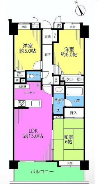 Floor plan. 3LDK, Price 29,800,000 yen, Occupied area 67.12 sq m , Balcony area 9.43 sq m