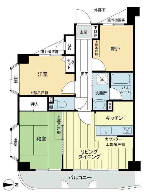 Floor plan. 2LDK + S (storeroom), Price 22,900,000 yen, Occupied area 55.83 sq m , Balcony area 7.25 sq m
