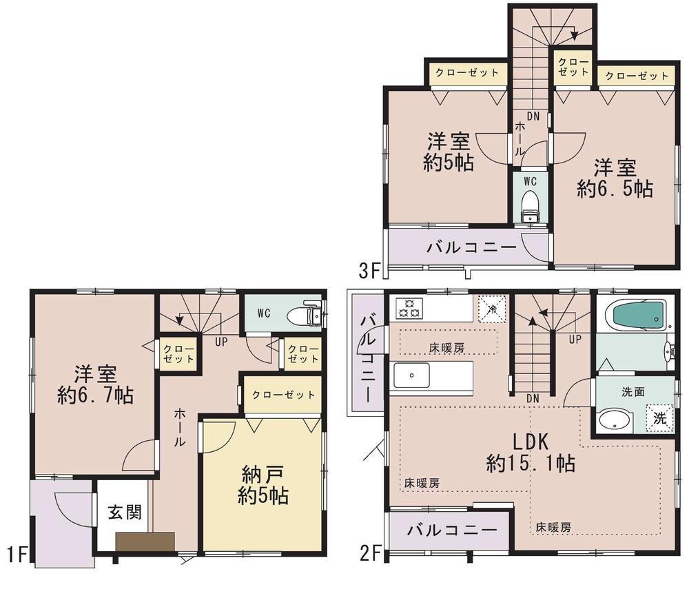Floor plan. Price 46,800,000 yen, 3LDK+S, Land area 113.22 sq m , Building area 93.89 sq m