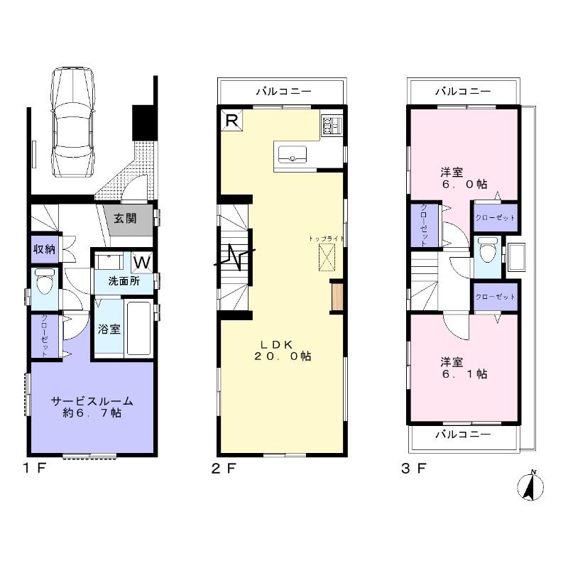 Floor plan. 47,800,000 yen, 2LDK + S (storeroom), Land area 61.3 sq m , Building area 101.22 sq m