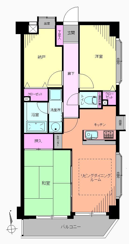 Floor plan. 2LDK + S (storeroom), Price 25,800,000 yen, Occupied area 55.96 sq m , Balcony area 5.77 sq m Floor
