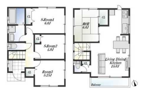 Floor plan. Price 37 million yen, 2LDK+2S, Land area 92.95 sq m , Building area 85.45 sq m