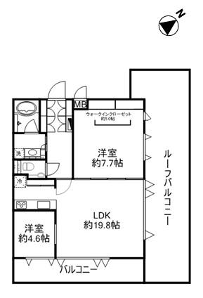 Floor plan. 2LDK, Price 41 million yen, Occupied area 71.53 sq m , Balcony area 12 sq m