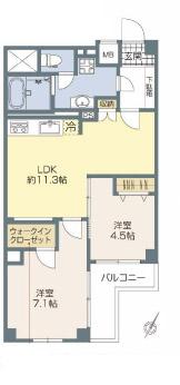 Floor plan. 2LDK, Price 23.8 million yen, Footprint 54.8 sq m , Balcony area 6.35 sq m