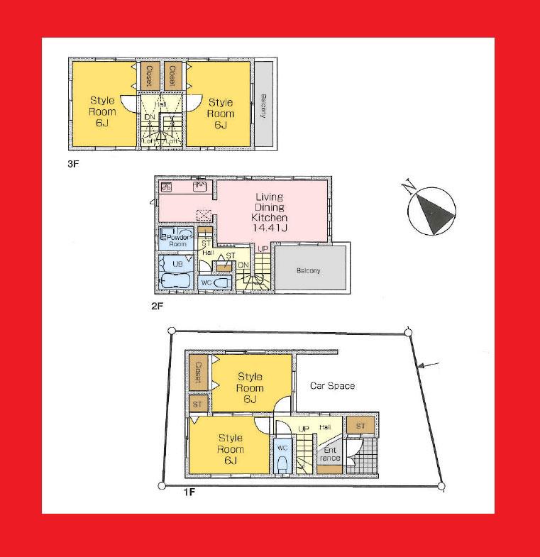 Floor plan. (B-2 Building), Price 43,800,000 yen, 4LDK, Land area 74.24 sq m , Building area 104.89 sq m