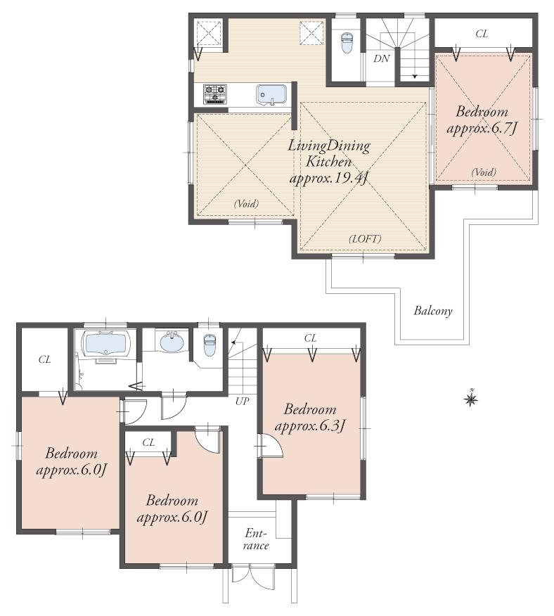 Floor plan. Price 53,800,000 yen, 2LDK+2S, Land area 99.5 sq m , Building area 100.4 sq m