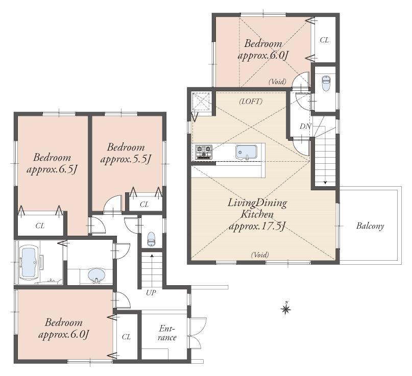 Floor plan. (2 compartment), Price 48,800,000 yen, 2LDK+2S, Land area 96.15 sq m , Building area 97.2 sq m