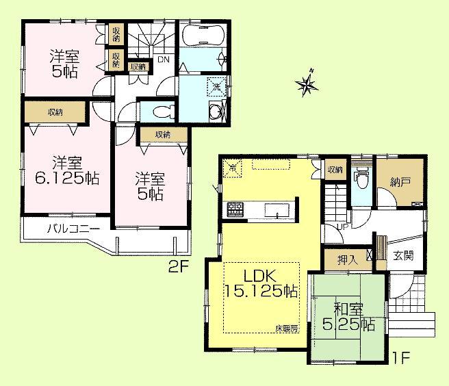 Floor plan. (1 Building), Price 54,800,000 yen, 4LDK, Land area 100.1 sq m , Building area 95.23 sq m