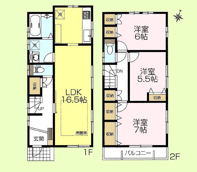 Floor plan. (5 Building), Price 46,800,000 yen, 3LDK, Land area 102.88 sq m , Building area 88.18 sq m