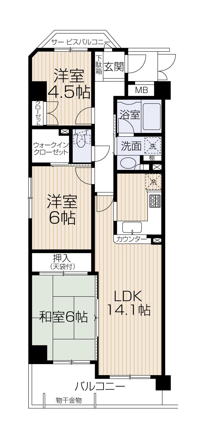 Floor plan. 3LDK, Price 28.5 million yen, Occupied area 71.07 sq m , Balcony area 9.29 sq m