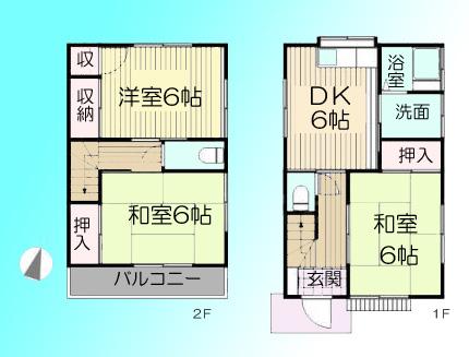 Floor plan. 18 million yen, 3DK, Land area 76.09 sq m , Building area 61.97 sq m