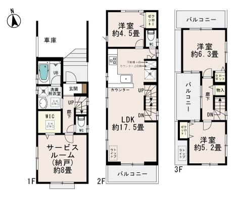 Floor plan. 45,800,000 yen, 3LDK + S (storeroom), Land area 70.59 sq m , Building area 108.43 sq m