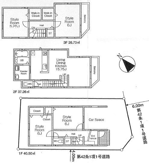 Floor plan. 44,800,000 yen, 4LDK, Land area 74.29 sq m , Building area 104.49 sq m