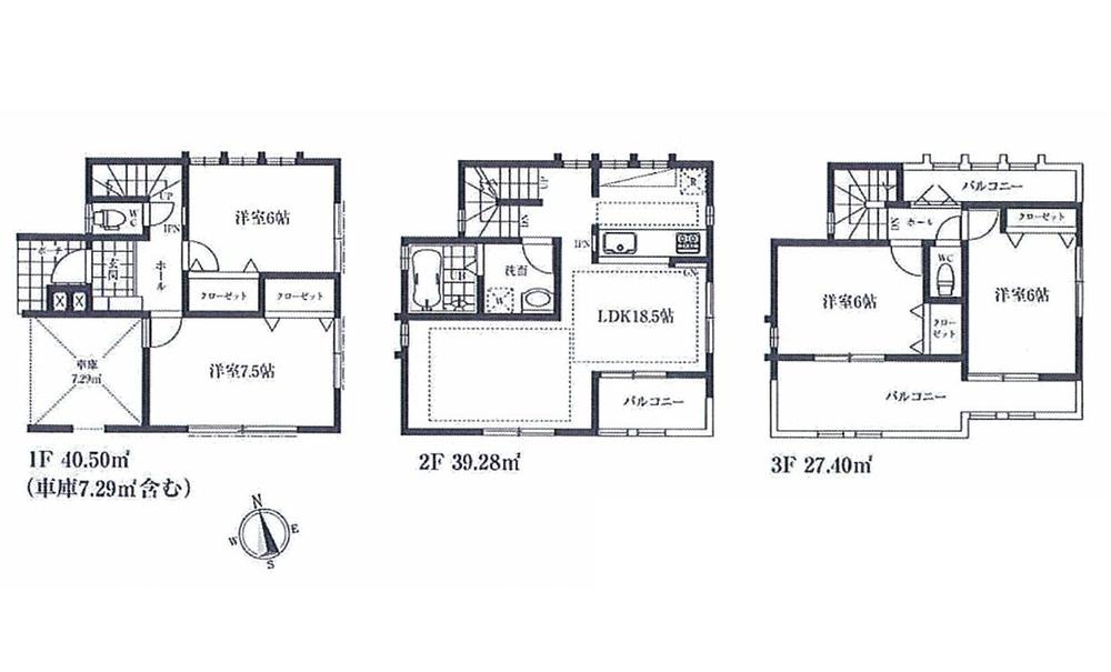 Floor plan. (6 Building), Price 54,800,000 yen, 4LDK, Land area 80.76 sq m , Building area 107.18 sq m
