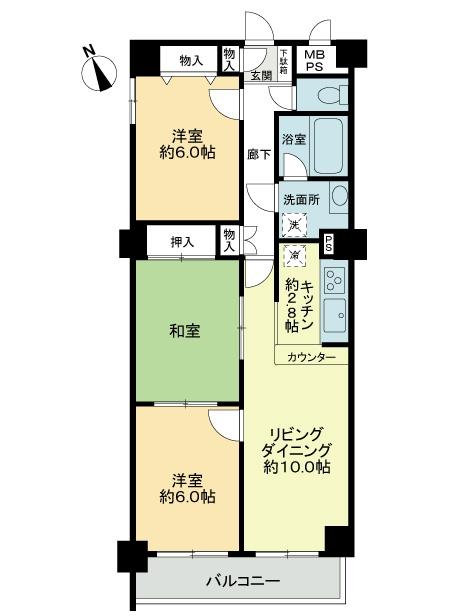 Floor plan. 3LDK, Price 18.5 million yen, Occupied area 68.04 sq m , Balcony area 5.61 sq m