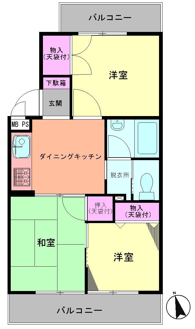 Floor plan. 3DK, Price 14.8 million yen, Occupied area 40.56 sq m , Balcony area 7.93 sq m Floor