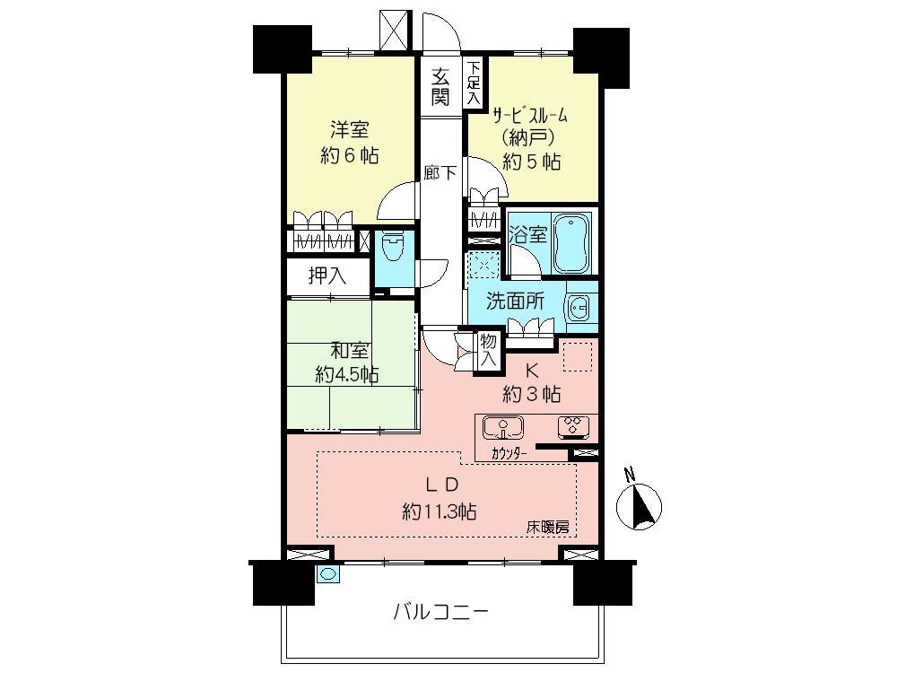 Floor plan. 2LDK + S (storeroom), Price 39,800,000 yen, Occupied area 67.71 sq m , Balcony area 12.8 sq m