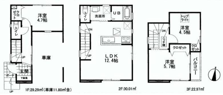 Floor plan. 34,800,000 yen, 3LDK, Land area 51.73 sq m , Building area 82.27 sq m