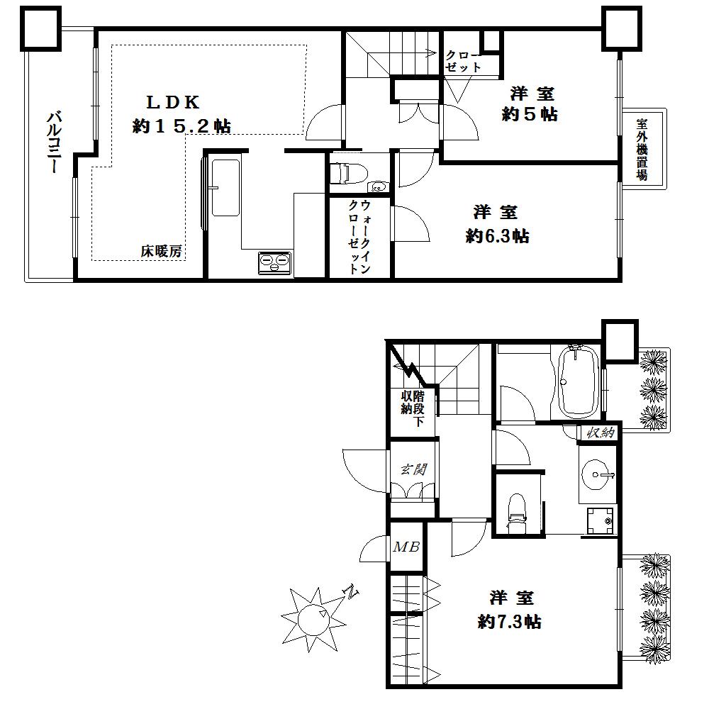 Floor plan. 3LDK, Price 47 million yen, Occupied area 82.78 sq m , Balcony area 6 sq m