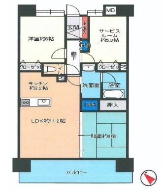 Floor plan. 3LDK, Price 27,900,000 yen, Occupied area 68.13 sq m , Balcony area 11.7 sq m
