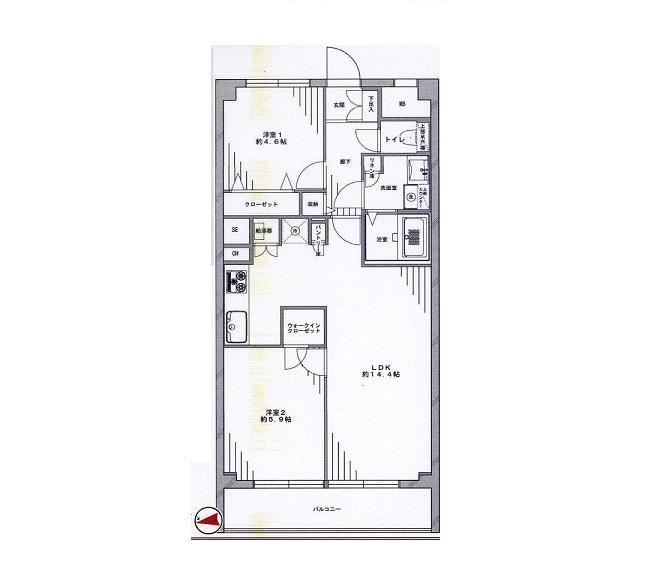 Floor plan. 2LDK, Price 17.8 million yen, Occupied area 57.75 sq m , Balcony area 6.6 sq m