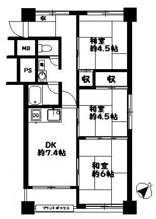 Floor plan. 3DK, Price 15.8 million yen, Occupied area 56.06 sq m , Balcony area 3.3 sq m