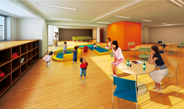 Shared facilities.  [Community Room] Community room also for a variety of family was a good user-friendly spacious. Of course, sunny day, A rainy day or a windy day, Without being bothered by the weather, such as cold and heat, Among the parents who watched, You can take advantage of as a children's space that children play cheerfully. Of course, children birthday party and party, You can also use a variety of events and events, etc.. (Rendering) ※ Restrictions on the use ・ There conditions
