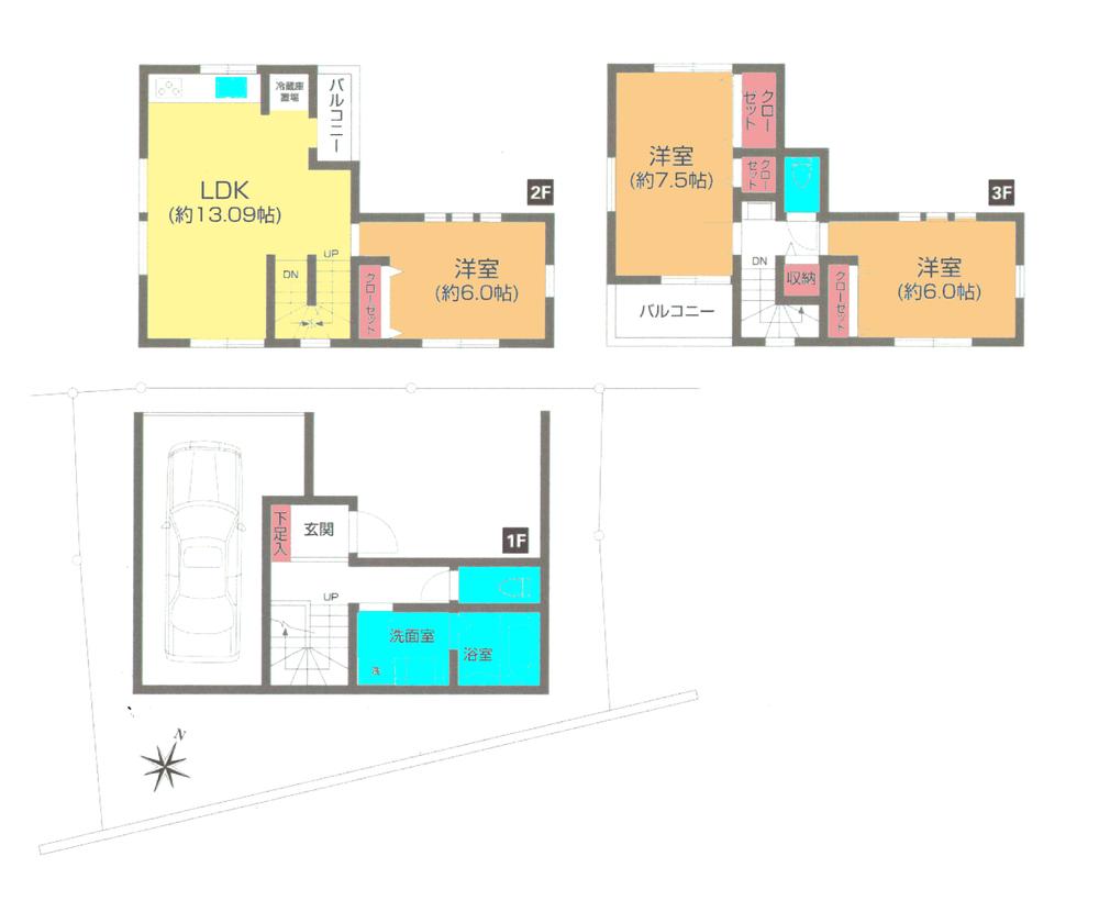 Floor plan. 34,800,000 yen, 3LDK, Land area 91.12 sq m , Building area 105.56 sq m floor plan