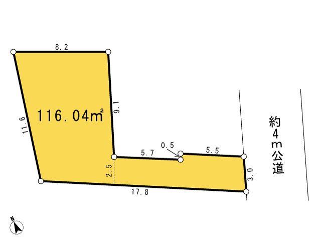 Compartment figure. Land price 44,800,000 yen, Land area 116.04 sq m