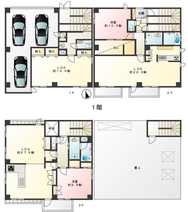Floor plan. 88 million yen, 3LLDDKK + S (storeroom), Land area 150.72 sq m , Building area 275.38 sq m