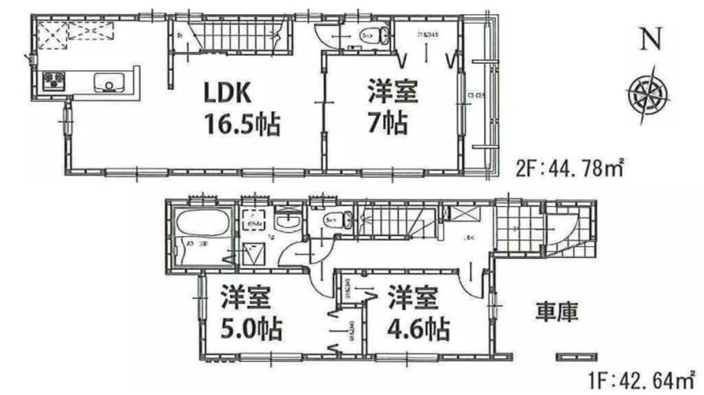 Floor plan. Price 39,800,000 yen, 3LDK, Land area 75.71 sq m , Building area 87.42 sq m