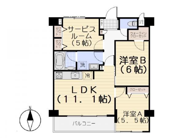 Floor plan. 2LDK+S, Price 34,900,000 yen, Occupied area 63.33 sq m , Balcony area 5.66 sq m floor plan