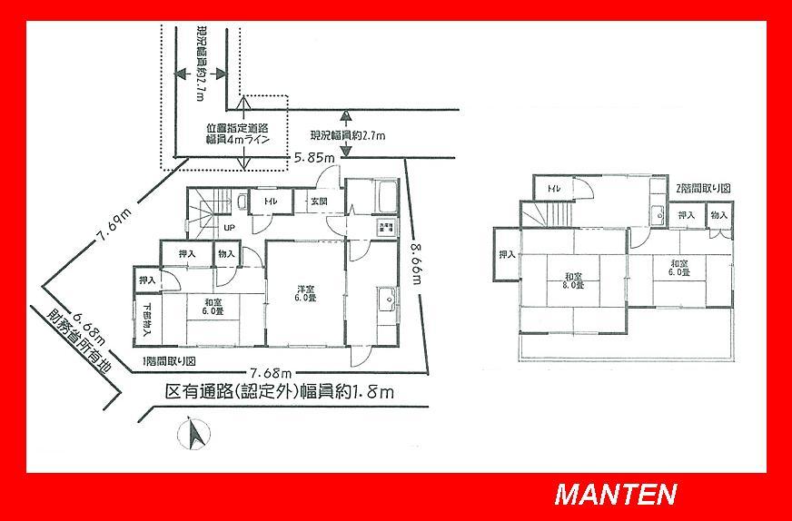 Floor plan. 14.8 million yen, 4DK, Land area 84.9 sq m , Building area 75.33 sq m