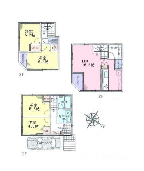 Floor plan. 44,900,000 yen, 4LDK, Land area 60.81 sq m , Building area 94.18 sq m