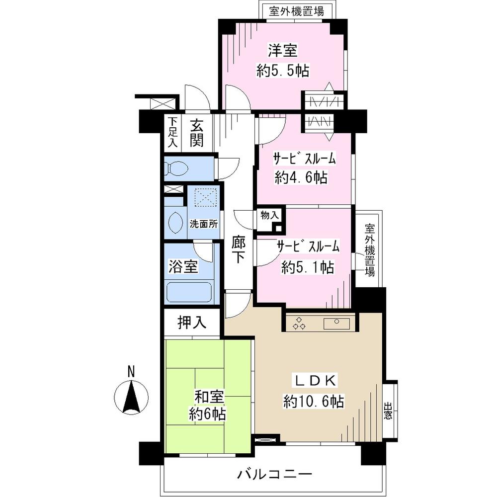 Floor plan. 2LDK + 2S (storeroom), Price 36,800,000 yen, Occupied area 72.02 sq m , Balcony area 8.26 sq m