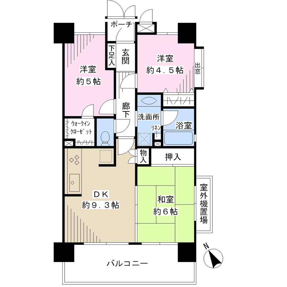 Floor plan. 3DK, Price 24,300,000 yen, Occupied area 57.29 sq m , Balcony area 10.8 sq m Castle Mansion lotus root