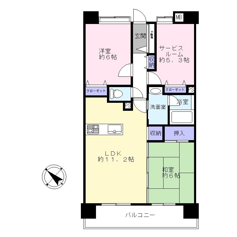 Floor plan. 3LDK, Price 27,900,000 yen, Occupied area 68.13 sq m , Balcony area 11.07 sq m