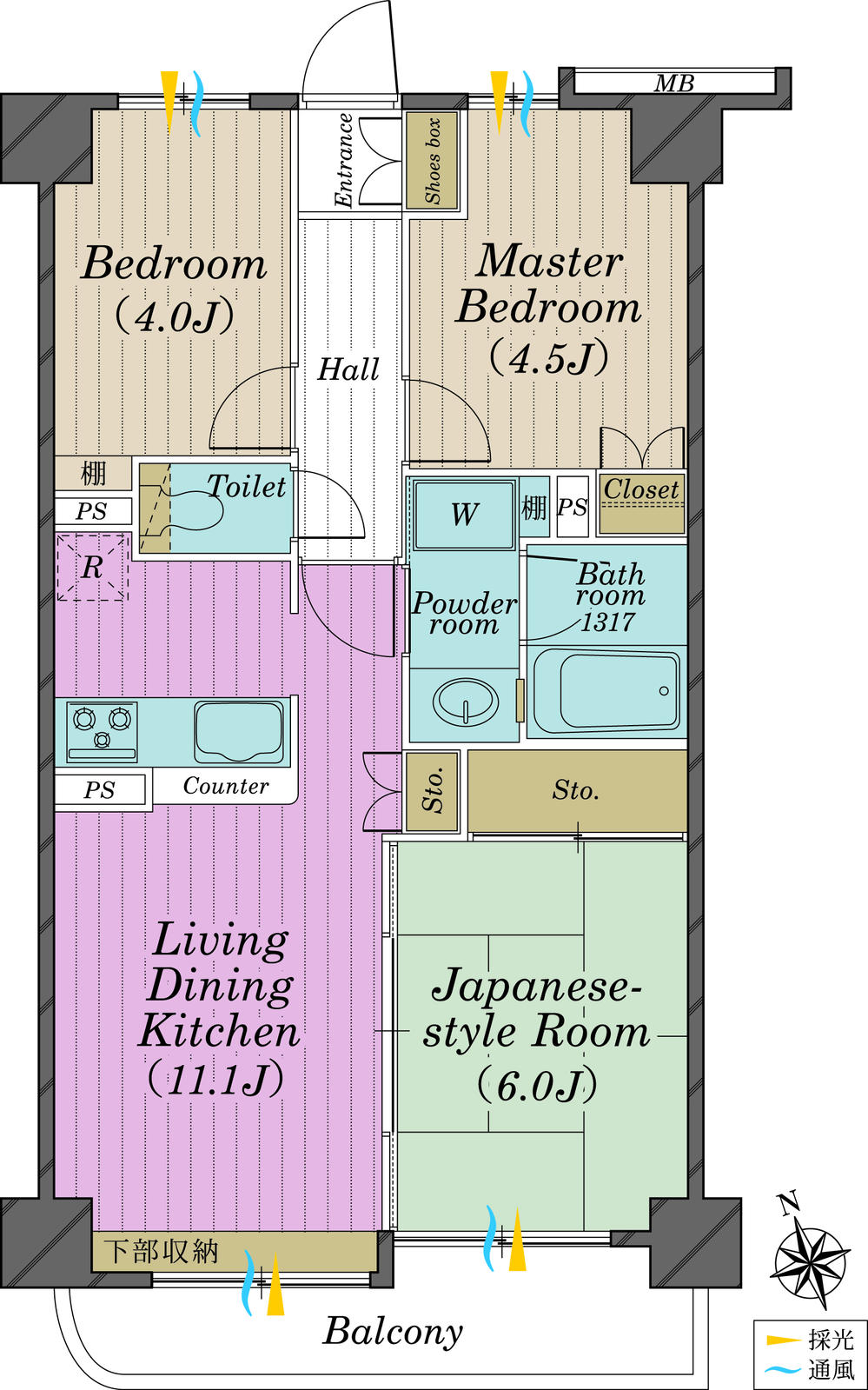 Floor plan. 3LDK, Price 29,800,000 yen, Occupied area 55.16 sq m , Balcony area 5.16 sq m