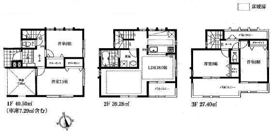 Floor plan. (6 Building), Price 54,800,000 yen, 4LDK, Land area 80.76 sq m , Building area 107.18 sq m