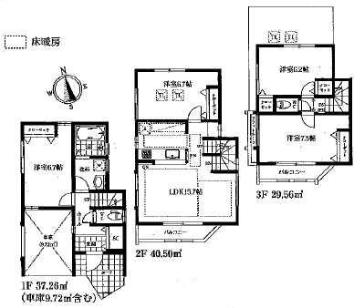 Floor plan. (Building 2), Price 49,800,000 yen, 4LDK, Land area 68.59 sq m , Building area 107.32 sq m