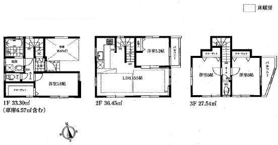 Floor plan. (4 Building), Price 48,500,000 yen, 4LDK, Land area 63.04 sq m , Building area 97.29 sq m